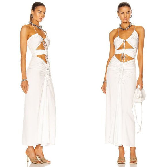 Christopher Esber Dresses & Skirts - Christopher Esber NEW Disconnect Ruched Ivory Halter Formal Maxi Dress Size 4